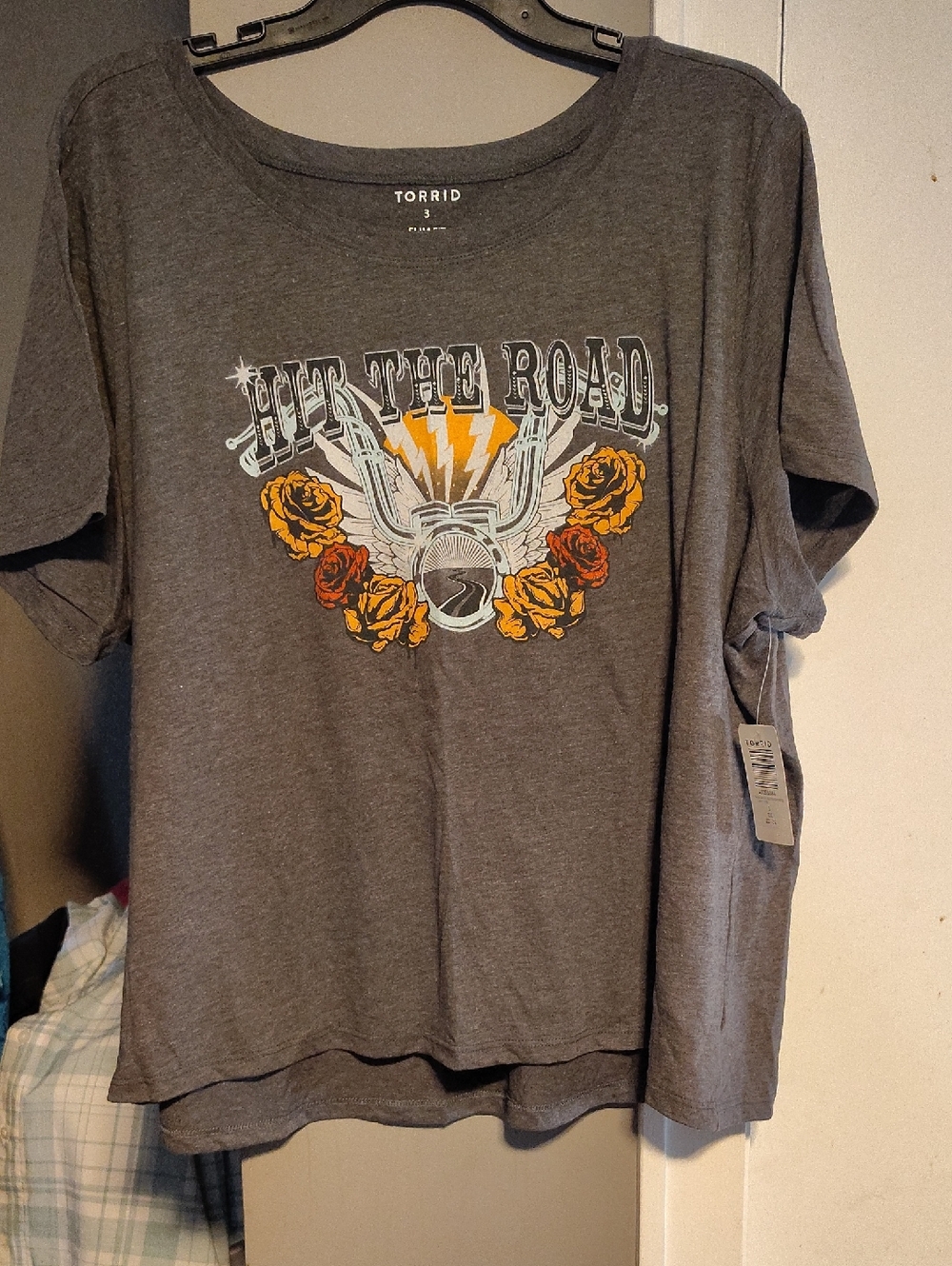 torrid Gray Graphic Tee with Orange Rose Accent